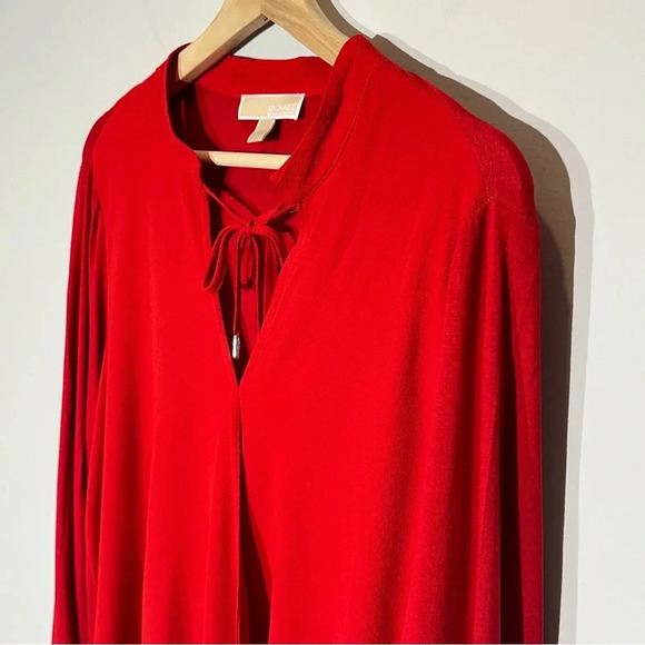 MICHAEL KORS Women's Wrapover Top/Blouse Red Long Sleeve V Neck Size L - Picture 2 of 9